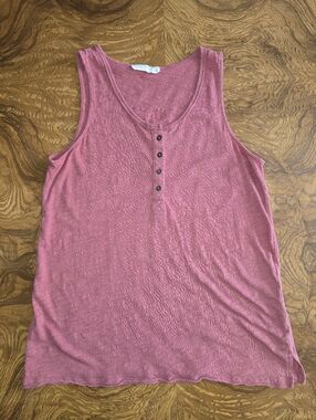 Double Zero Rust Henley Sleeveless Tank Top Size S